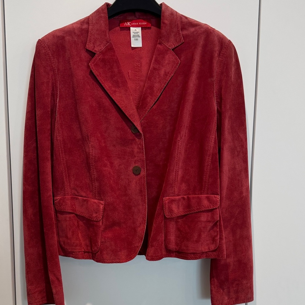 Anne Klein Women's Rich Red Suede Blazer XL